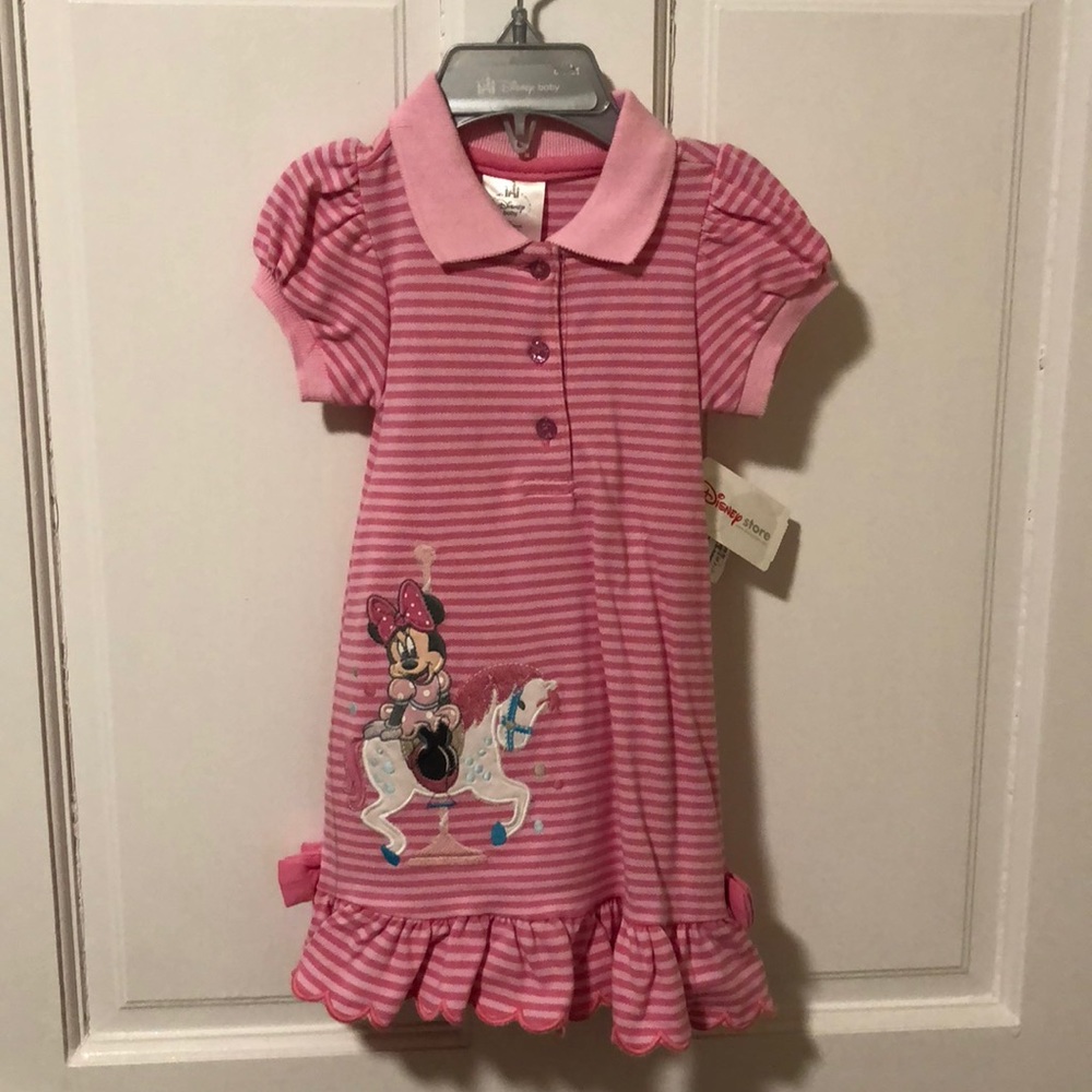 Disney dress. 12-18 months. Pink stripe NWT